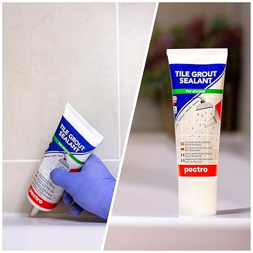 PECTRO Waterproof Tile Grout Sealer Kit, Premixed Grout Sealant for Shower & Tub, Bathroom, Seals Cracks, Gaps & Joints, Includes Precision Spatula, White, 6.62 oz Tube (KIT X 2)