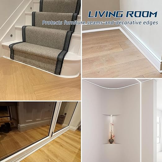 Flexible Quarter Round Molding Trim - Peel and Stick Silicone Caulk Strip,Shoe Molding for Floor Edges,Wall Corner,Staircase,Cabinet,Baseboard and Window Sill in Bathroom/Kitchen/Living Room,472 Inch