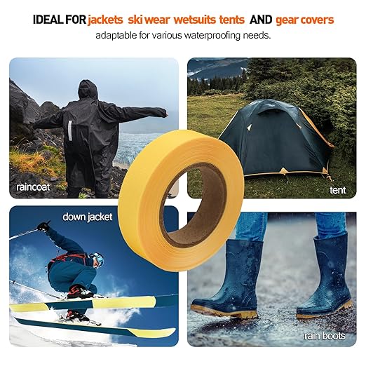 TPU Seam Sealing Tape – Waterproof Heat-Seal Fabric Repair Tape for Tents, Outdoor Gear, and Apparel, 0.79 in x 10.94 yd, Yellow