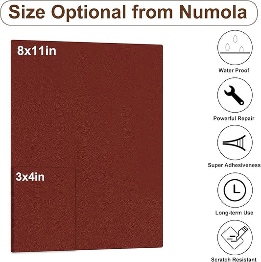 Numola Leather Repair Patch 8×11 inch Self-Adhesive Leather Repair Tape, Scratch/Holes Vinyl Repair Kit for Couch, Car Seat, Sofas, DIY Furniture Upholstery, Chair, Jackets, First-aid (Dark Red)