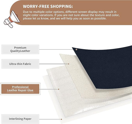 ONine Leather Repair Patch,Self-Adhesive Couch Patch,Multicolor Available Scratch Leather 8X11 Inch Peel and Stick for Sofas, Car Seats Hand Bags Jackets(Navy Blue)