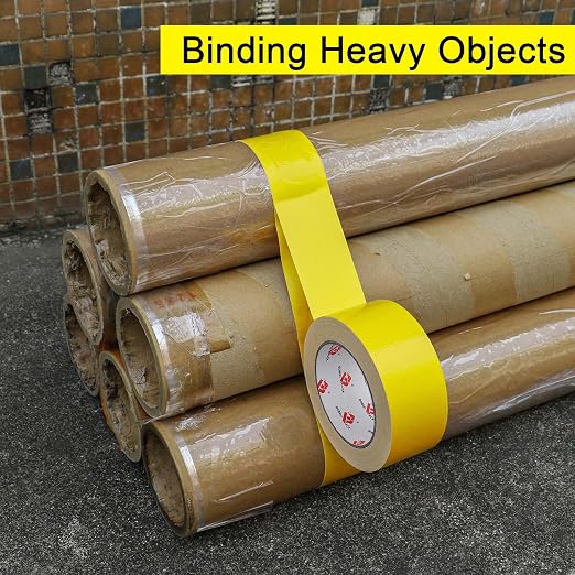 BOMEI PACK Yellow Duct Tape Heavy Dudy,9 Mil Thickness,2 Inches x 30 Yards,Strong Industrial Strength,Flexible,No Residue,Waterproof and Tear by Hand,Multi-Use for Indoor & Outdoor Repairs (5)