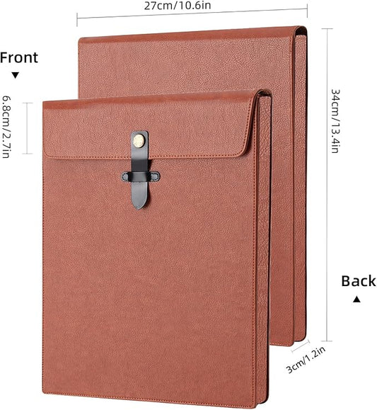Black PU Leather Thick File Folder, Snap Closure File Organizer, Thickened Important Document Folder, Document Organizer, Laptop Sleeve Notebook Case, A4 Envelopes Filing Folder