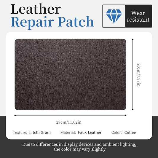 Fadoub Leather Repair Patch Tape Self-Adhesive, 8x11In Heavy Duty Vinyl Patch, Leather Repair Kit for Furniture, Sofa, Couch, Office Chair, Car Seat, Car Interior(Coffee)