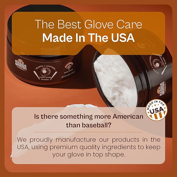 SARNA BASEBALL Glove Conditioner, Cream, 4 Oz – Break in Faster, Keep Leather Maintained – Glove Conditioner for Mitts & Softball Gear Made in USA