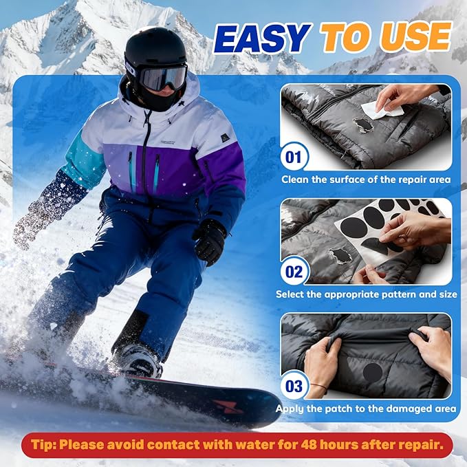 35Pcs Down Jacket Repair Patch Kit Pre-Cut Nylon Patches for Clothes Self-Adhesive Fabric Tape Waterproof Lightweight Outdoor Gear Tenacious Repair Tape for Puffer Jacket Coat Tent Backpack(Apricot)
