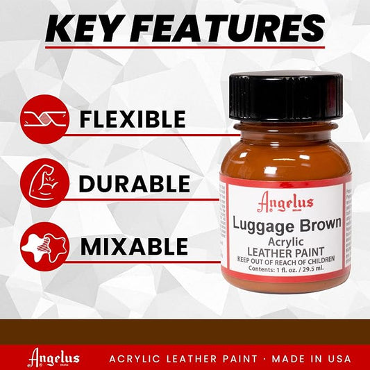 Angelus Acrylic Leather Paint, 1 oz, Luggage Brown