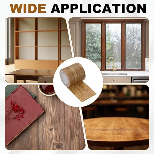uxcell Wood Grain Repair Tape, 2.2" x 15ft Self Adhesive Wood Grain Colored Duct Tape Waterproof Repair Patch for Furniture Floor Scratch Fix, Baseboards, DIY Decor, Brown Pine