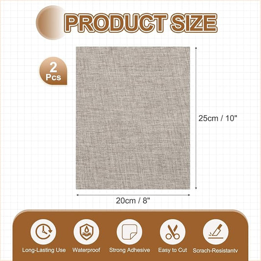 MECCANIXITY 2 Pcs Leather Repair Patch 8"x10" Self-Adhesive Leather Vinyl Repair Tape Kit for Furniture Couches Sofa Chair Car Boat Seats Jackets, Linen Coffee