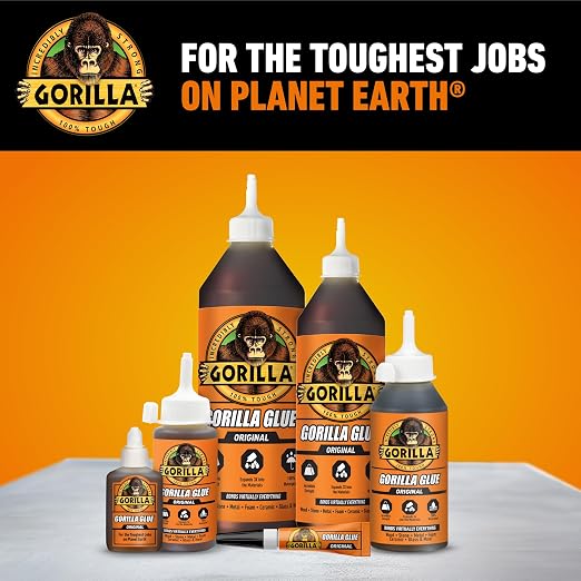 Gorilla Original Gorilla Glue, Brown, Waterproof Polyurethane Glue, 8 Ounce (Pack of 1) - Expands Into Materials, All Purpose
