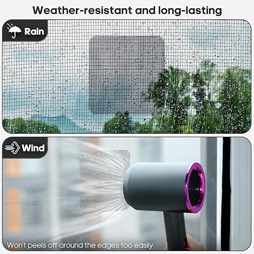 Secopad 28 Sheets Window Screen Patches Repair Kit, Black 3 Sizes Window Screen Repair Kit for Mesh Screen Door, Strong Adhesive Fiberglass Quick Screen Repair Tape