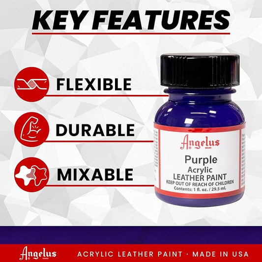 Angelus Acrylic Leather Paint for Shoes, Sneakers, Leather, Canvas, Furniture, and More - 1 fl oz, Purple