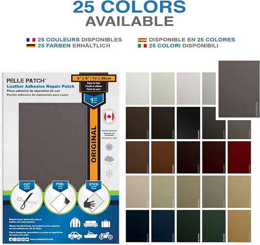 Leather Vinyl Repair Kit - 25 Colors Available - Original 5x8 - Brown-Grey