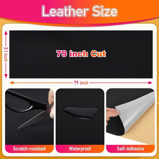 Meneng Self-Adhesive Leather Repair Patch: 3.1"x79" Invisible Leather Repair Tape for Cat Scratches & Small Tears - Precision Patch Kit for Car Seams Sofa Edges