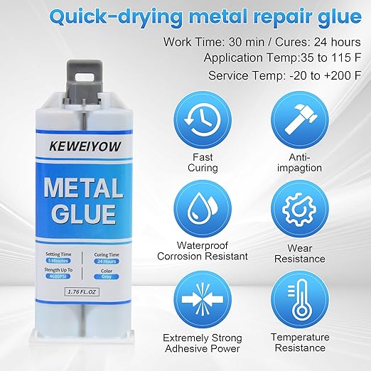 Heavy Duty Metal Glue | Muffler & Metal Repair Kit, Waterproof High Temperature Resistant Liquid Weld, Bonds Metals, Plastics, Aluminum, Stainless Steel, Ceramics, Fiberglass