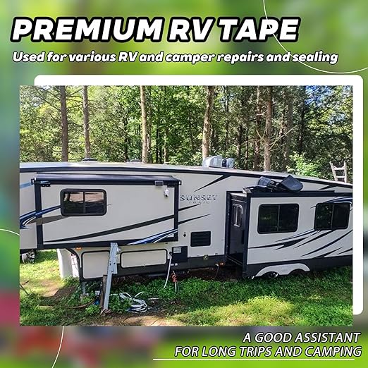 Black RV Sealant Tape,2Inchx50Feet,1-Pack,RV Roof Tape,Camper Repair Tape,Black RV Tape,Repair for Trailer, Boat,Window,Roof & Leaks,Sealing