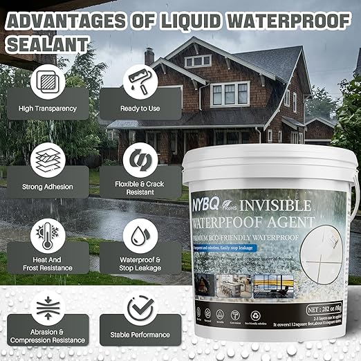 NYBQ Waterproof Sealant Coating 282oz,Transparent Invisible Waterproof Agent, Super Strong Anti-Leakage Polyurethane Coating for Bathroom, Roofs, Kitchen, Patio, Walls, Indoor & Outdoor