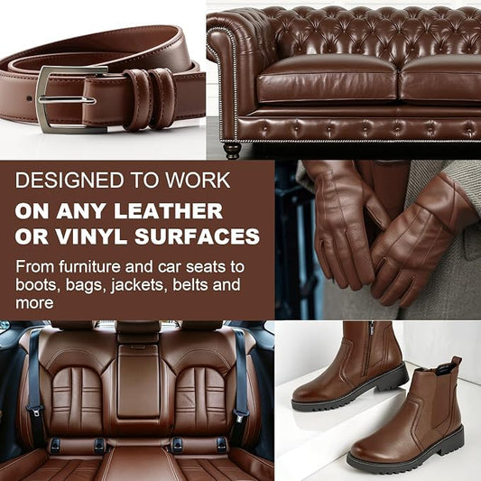 STARTSO WORLD 200Ml Leather Recoloring Balm with 100ML Leather Conditioner, Medium Brown Leather Repair Kit for Furniture, Leather Dye, Leather Scratch Repair, Leather Couch Paint