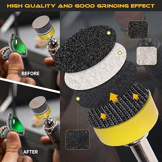 317 PCS 1 Inch Sanding Disc, GOH DODD Hook and Loop 60 to 10000 Grit Wet Dry Sandpaper Micro Sand Paper with 1/8" 1/4" Shank, Backing Pad, Polishing Pads, Foam Pads for Auto Metal Glass Resin Wood