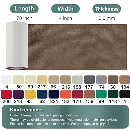 Linen Canvas Repair Tape, 4×63 Inches Brown Waterproof Self-Adhesive Patch for Outdoor Gear, Durable Fabric Tape for Boat Covers, Tents,Couch,Sofas, Sun Shades, Awnings, and Lounge Chairs