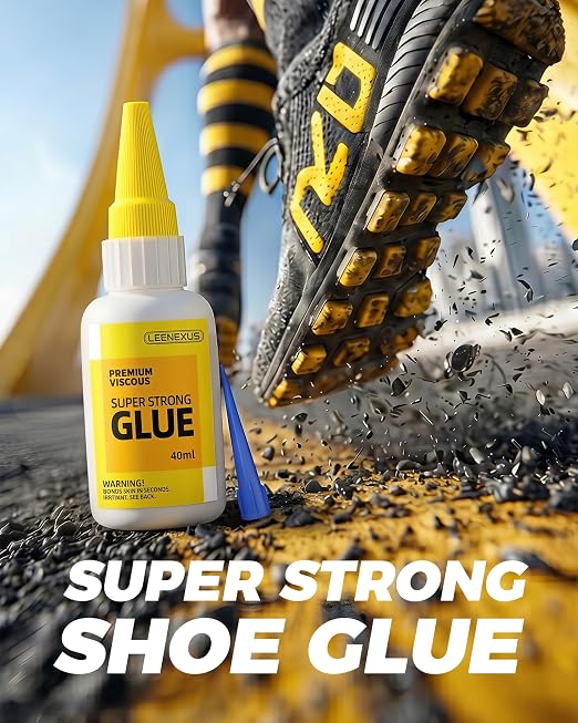 Super Glue and Cement for Shoes – 40ML Gel CA | Heavy Duty Instant Bond, Waterproof Clear Sole Repair for Sneakers, Heels, Boots, Sandals, Tennis Shoes & More