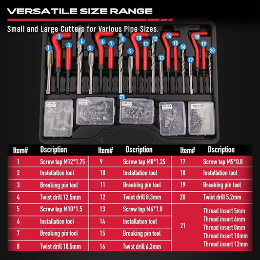 SEDY Helicoil Thread Repair Tool Kit: 320-Piece Metric SAE Heli Coil Rethreading Insert Drill Bits Spark Plug Automotive Engine Motor Stud Bolt Tap Universal Threaded Restorer Restoring Rethread