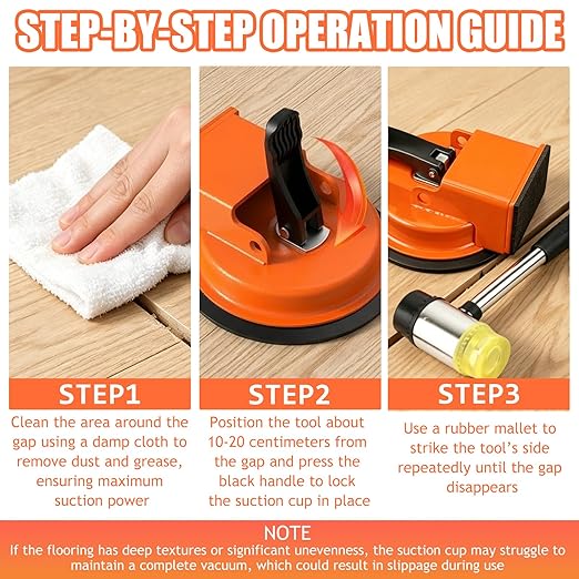 Floor Gap Fixer Tool, Heavy Duty Laminate Floor Gap Fixer Tool, Powerful Suction Cup Gap Repair Tool for Hardwood Floors, Tiles, Laminate, Vinyl Flooring (Orange)