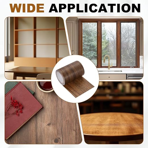 uxcell Wood Grain Repair Tape, 3.1" x 15ft Self Adhesive Wood Grain Colored Duct Tape Waterproof Repair Patch for Furniture Floor Scratch Fix, Baseboards, DIY Decor, Dark Brown
