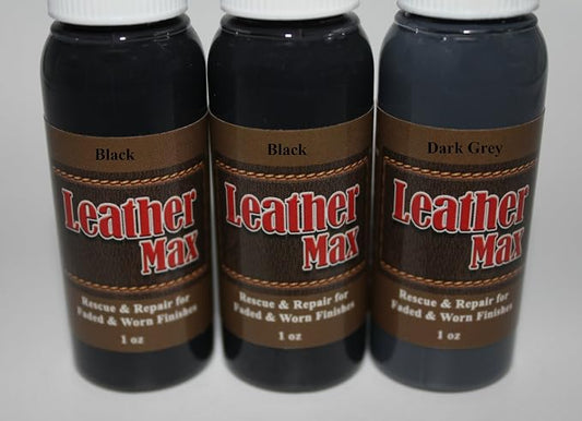 Furniture Leather Max Complete Leather Refinish and Repair Kit/Now with 3 Color Shades to Blend with/Leather & Vinyl Restorer Deep Bold Blacks