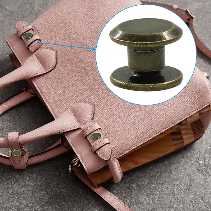 60 Sets Antique Bronze Chicago Screws, M5*4mm Leather Rivets Screw Rivets Buttons DIY Leather Trim Craft Bookbinding for Decorate Repair Belt Bag Shoes Purse