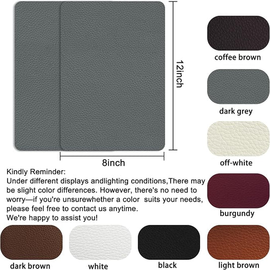 XSunLea Self Adhesive Leather Repair Patch,8x12 inch Vinyl Repair Kit,Leather Repair Kit for Furniture,Car Seat,Couch,Office Chair,2 Pcs Dark Gray
