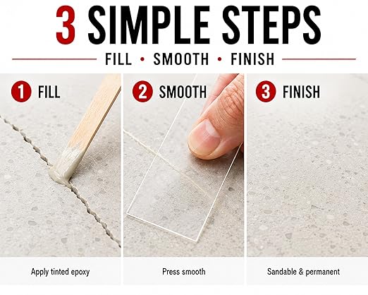 Instant Install 29 Complete - 4 oz Epoxy Permanent Repair Kit with EZ-Tint 10 g 5-Pack, Mixing Sticks, Razor, & Shaping Strip - Granite, Marble, & Tile - Rebonds & Rebuilds - Dry in 29 Minutes