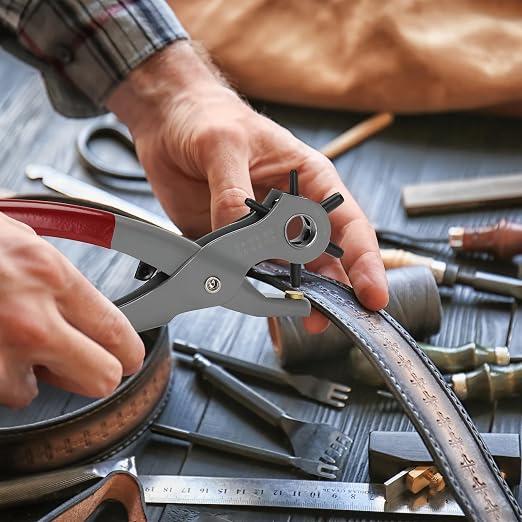 UNCO Leather Punch Tool with Multi-Hole Sizes, Belt & Leather Puncher