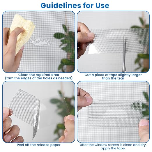 Window Screen Repair Tape 2 in x 40 FT Fiberglass Strong Adhesive Screen Patch, Waterproof Mesh Repair Kit for Window & Door Screen Holes Tears - Gray
