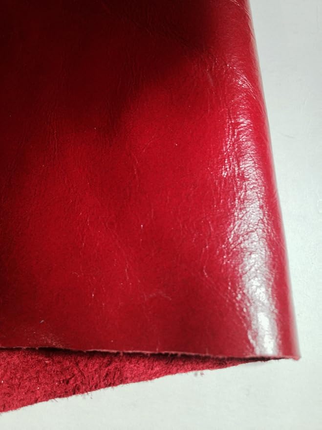 Reed Leather Hides - Cow Leather for Arts and Crafts (8 inches X 11 Inches, Red)