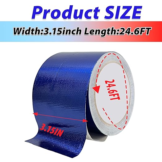WaterproofRepair Tape for Fabric, 3.1IN x24.6FT, Heavy Duty Outdoor Repair Tape, for RV Roof, Tarp, Tent, Sail and Boat Cover Outdoor Repair Patch, Multipurpose Awning Repair Tape (Blue)