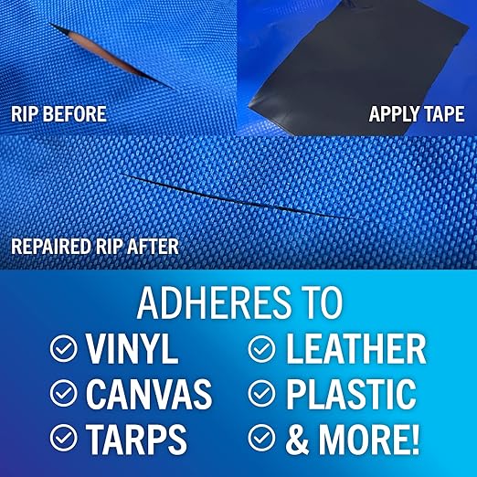 Better Boat Repair Tape for Fabric and Vinyl 30ft x 3in, Black Waterproof Patch Tape for RV Awning Canvas Tent Tarp Sail Canopy Boat Cover, Heavy Duty
