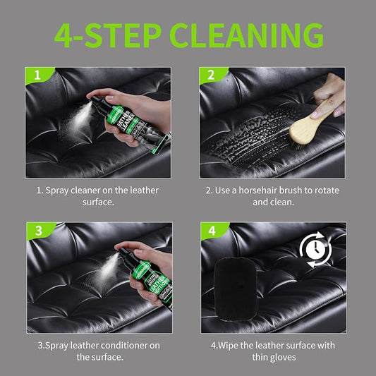 Leather Cleaner Conditioner Car Interiors Care Kit Seat Purses Bags