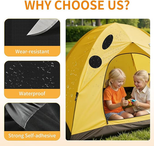 Waterproof Self-Adhesive Fabric Repair Tape - Tent Repair Kit,51pcs Nylon Fabric Patches for Tent, Jacket, Clothes, Puffer Down Jacket,Sleeping Bag, Outdoor Gear Tenacious Repairs Tape, Black