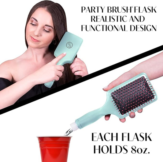 GoPong Party Brush Flask 2 Pack (16 oz Total) - Hidden Alcohol Travel Flasks – Secret Liquor Containers for Beaches, Cruises, and Sports Events – Includes Funnel & Spout