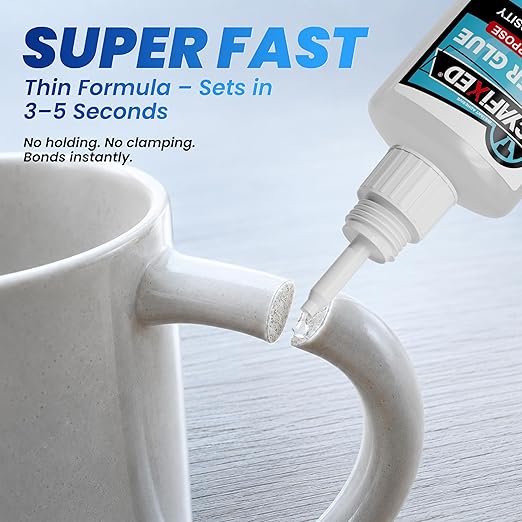 Super Fast Thin CA Glue, 120 Gram Super Glue Pro Kit with Anti-Clog Caps & Precision Microtips, Instant Cyanoacrylate Adhesive for Plastic Metal Ceramic Glass Wood 3D Print PLA Rubber