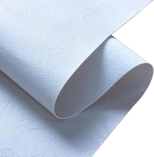 Faux Leather Fabric Sheet, 36 x 54 Inches, Texture Synthetic Material for DIY Crafts, Leather earings,Upholstery, Automotive, Sofa Projects Individual 1 Yard Cut (White, One Yard)