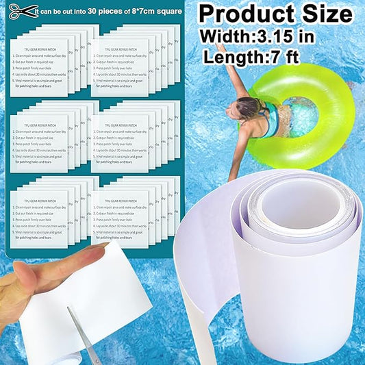 Clear Inflatable Patch Repair Kit, 7ft x 3.15 in Waterproof TPU Pool Repair Tape, Pool Repair Patches, for Air Mattress, Bounce House, Pool Floats, Inflatable Toys, Tent, Swimming Ring