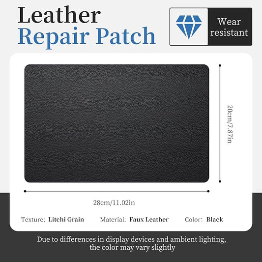 Fadoub Leather Repair Patch Tape Self-Adhesive, 8x11In Heavy Duty Vinyl Patch, Leather Repair Kit for Furniture, Sofa, Couch, Office Chair, Car Seat, Car Interior(Black)