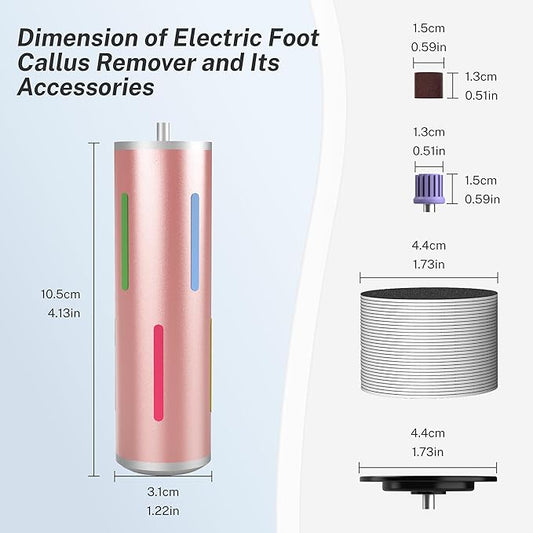 Electric Foot Callus Remover, Painless 2-in-1 Electric Foot Filer - 80 Discs, Adjustable Speed, Professional Pedicure Tool for Dry Cracked Heels, Home Spa & Salon (Pink Gold)