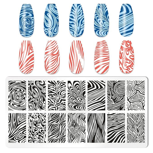 5Pcs Nail Stamping Plates Leopard Print Nail Stamps Nail Art Stamping Plates Nail Stencils Nail Plate Template Nail Art Stamping Kit Nails Accessories with 1 Nail Stamper, 1 Scraper