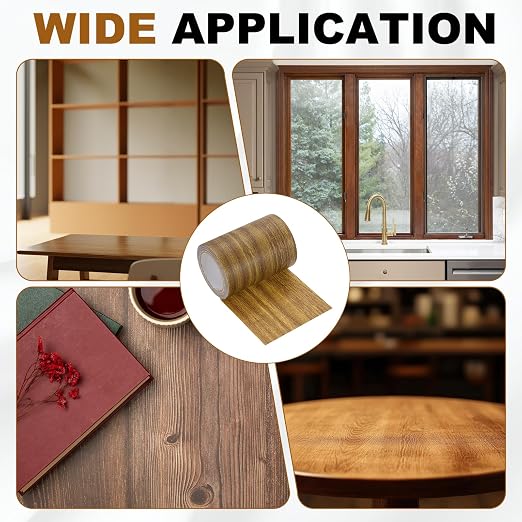 uxcell Wood Grain Repair Tape, 3.1" x 15ft Self Adhesive Wood Grain Colored Duct Tape Waterproof Repair Patch for Furniture Floor Scratch Fix, Baseboards, DIY Decor, Brown Oak