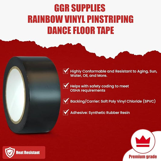GGR SUPPLIES T.R.U. CVT-536 Light Blue Vinyl Pinstriping Dance Floor Tape: 1 in. Wide x 36 yds. Several Colors