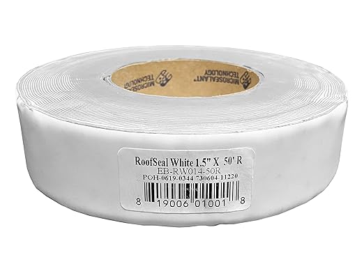 EternaBond RoofSeal White 1.5" x50' MicroSealant UV Stable RV Roof Seal Repair Tape | 35 mil Total Thickness - EB-RW014-50R - One-Step Durable, Waterproof and Airtight Sealant