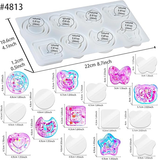 Resin Shaker Molds Set Kawaii Charms Pack of 41 Silicone Trays Precision Tip Applicator Bottle Kit Bundle